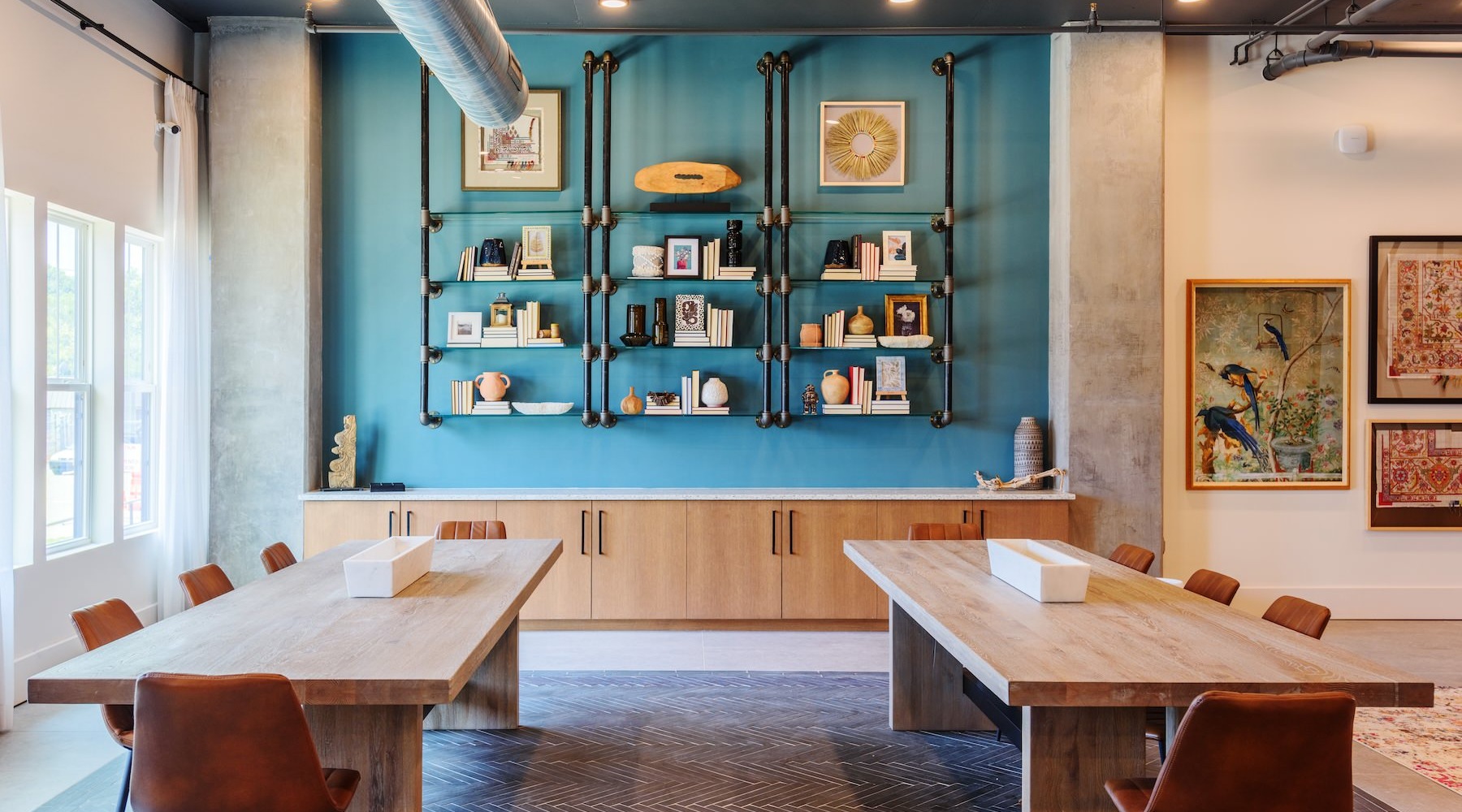 social room with tables and chairs